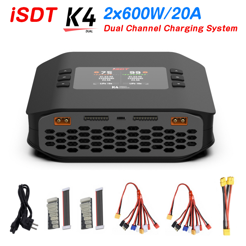 Isdt K4 Dual Lipo Charger - Caricabatterie intelligente ISDT K4 1~8S per