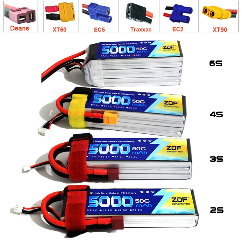 6S Lipo Battery 22.2V 5000Mah - ZDF FPV 450 500 7.4V 11.1V