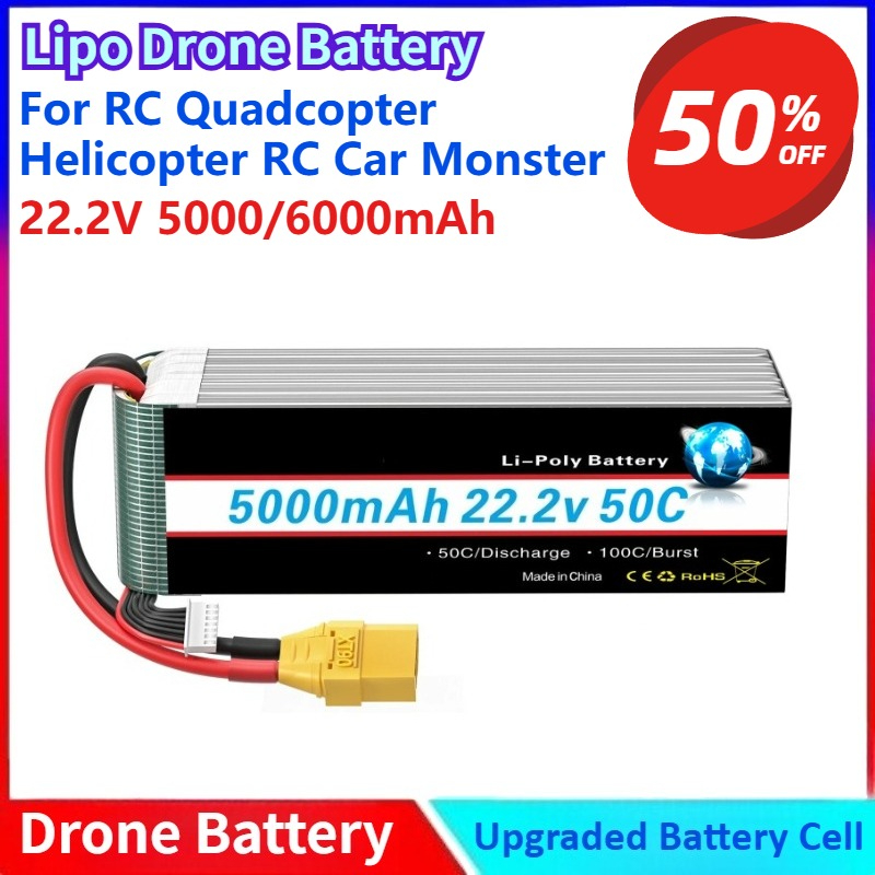 6S Lipo Battery 22.2V 5000Mah - Nuovo 5000/6000mah 22.2V Lipo Batteria 6S