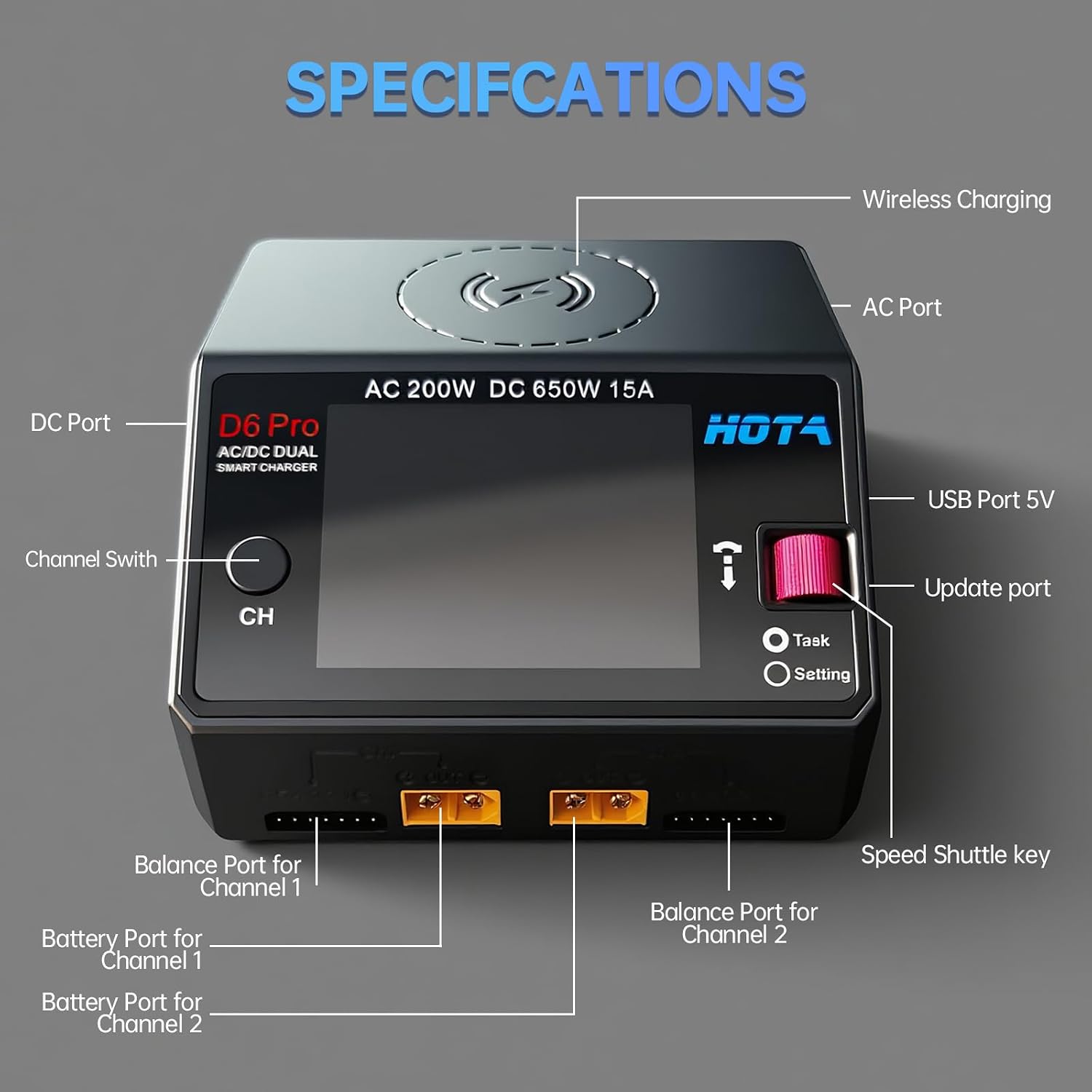 Caricabatterie HOTA D6 Pro per - Hota D6 Pro Dual Lipo Charger recensione e prezzo